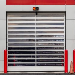 insulated glass sectional door, overhead door, commercial door, full view aluminum doors,